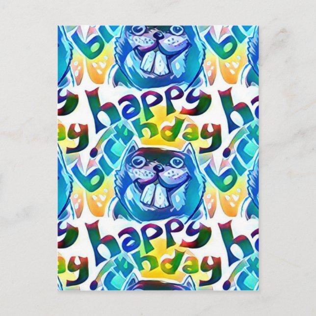Cartão Postal beaver say happy birthday (Frente)