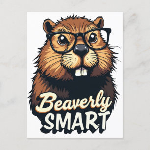 Cartão Postal Beaverly Smart - Castor Engraçado com Gráfico de Ó