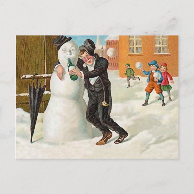 Cartão Postal Bebado de Ano Novo, feriado divertido (Frente)