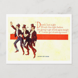 Cartão Postal Bebado ontem à noite, Vintage 1909