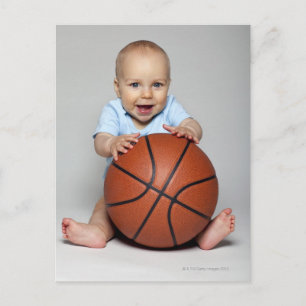 Cartão Postal Bebê (6-9 meses) com basquete,