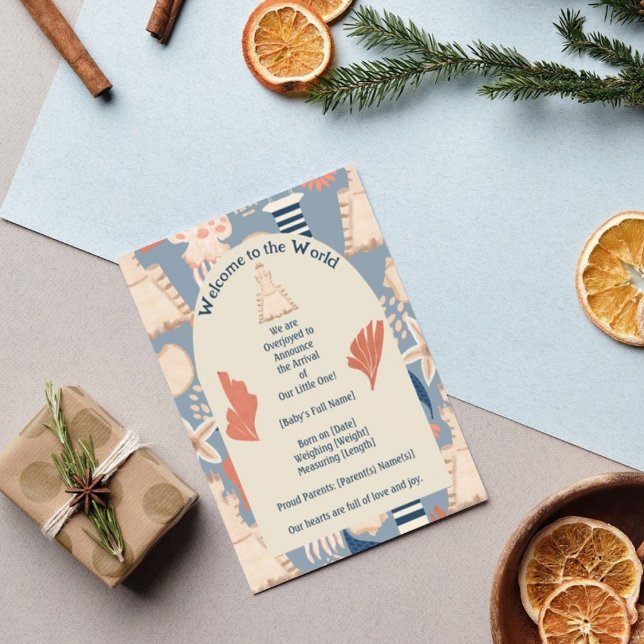 Cartão Postal Bebê a Bordo Anúncio de Nascimento Menino Náutico (Criador carregado)