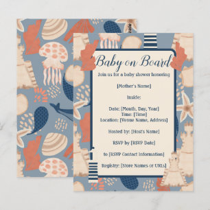 Cartão Postal Bebê a Bordo Chá de Bebê Marítimo Masculino