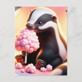 Cartão Postal Bebê, animal fofo com algodão doce, Pós-cruzamento