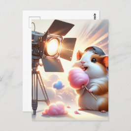 Cartão Postal Bebê, animal fofo com algodão doce, Pós-cruzamento