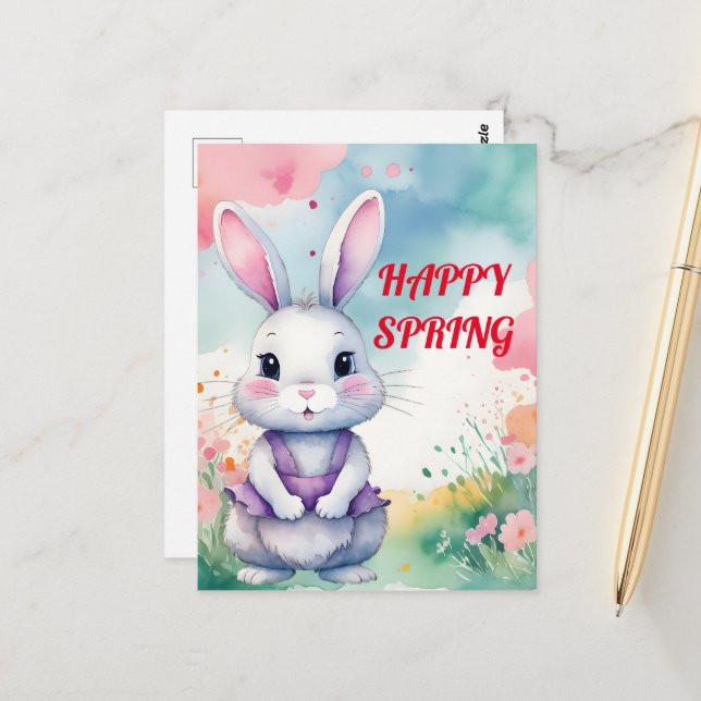 Cartão Postal Bebê Bunny em Primavera (Frente/Verso In Situ)