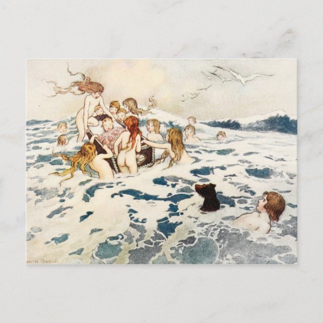 Cartão Postal Bebê carregando de Fairies no berço (Frente)