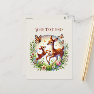 Cartão Postal Bebê cervo Mamãe fofa adicione texto 