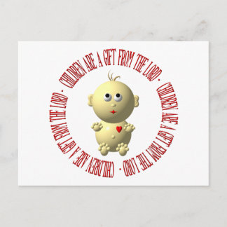 Cartão Postal Bebê com "Crianças são um presente do Senhor"