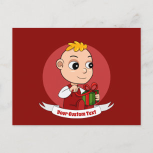 Cartão Postal Bebê de Natal fofo com desenho animado de cabelo l