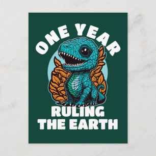 Cartão Postal Bebê Dinossauro Aniversário de Um Ano