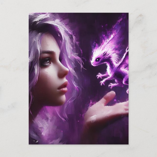 Cartão Postal Bebê Dragão Roxo (Frente)