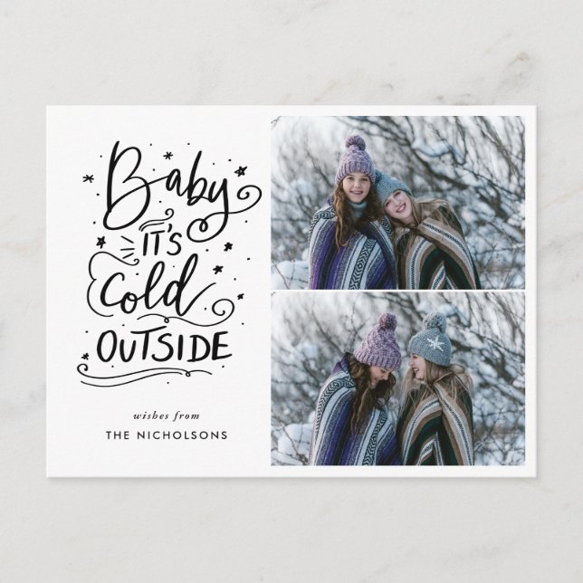 Cartão Postal Bebê É Frio Fora Escrito À Mão Duas Fotografias (Frente)