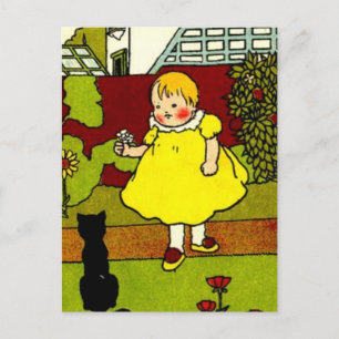 Cartão Postal Bebê e Gato Negro