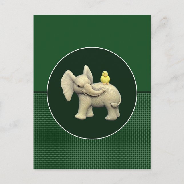 Cartão Postal Bebê Elefante e Pato Amarelo (Frente)