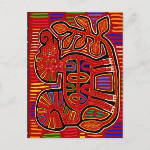 Cartão Postal Bebê Elefante Indiano Kuna - Arte Folclórica Mola