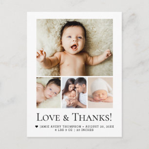 Cartão Postal Bebê elegante menino Amor e Agradecimento 4 colage