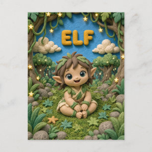 Cartão Postal Bebê Elfo Fofo, Mitológico