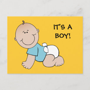 Cartão Postal Bebê está rastejando, É UM MENINO!