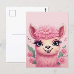 Cartão Postal Bebê Lama Sorriso Rosa