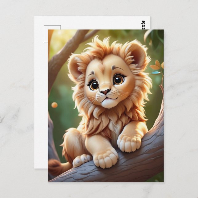 Cartão Postal Bebê Leão na Selva, Cartão-postal (Frente/Verso)