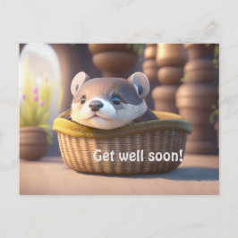 Cartão Postal Bebê lontra fofa em uma cesta - personalizável