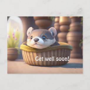 Cartão Postal Bebê-lontra giro numa cesta - personalizável