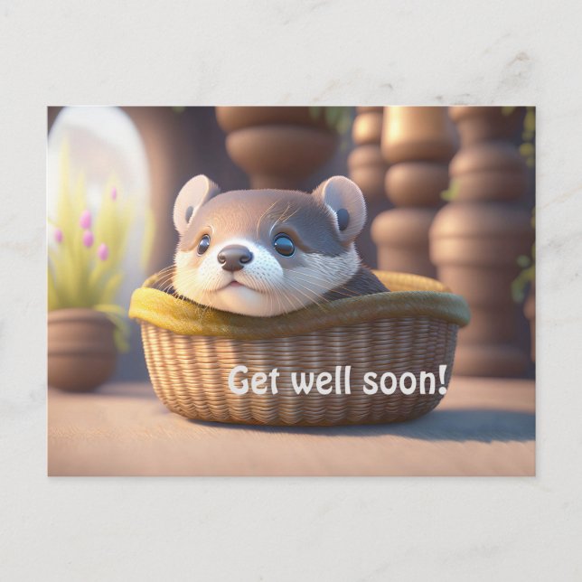 Cartão Postal Bebê-lontra giro numa cesta - personalizável (Frente)