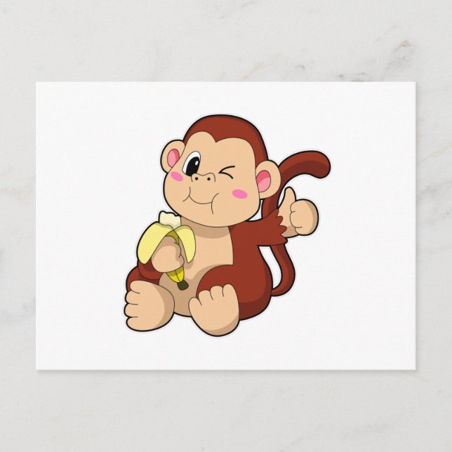 Cartão Postal Bebê macaco com Banana (Frente)