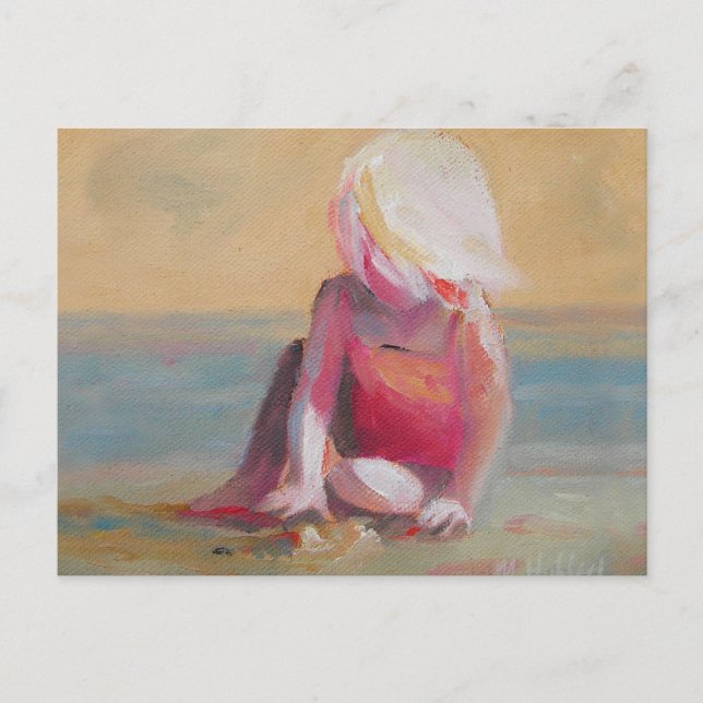 Cartão Postal bebê na praia (Frente)