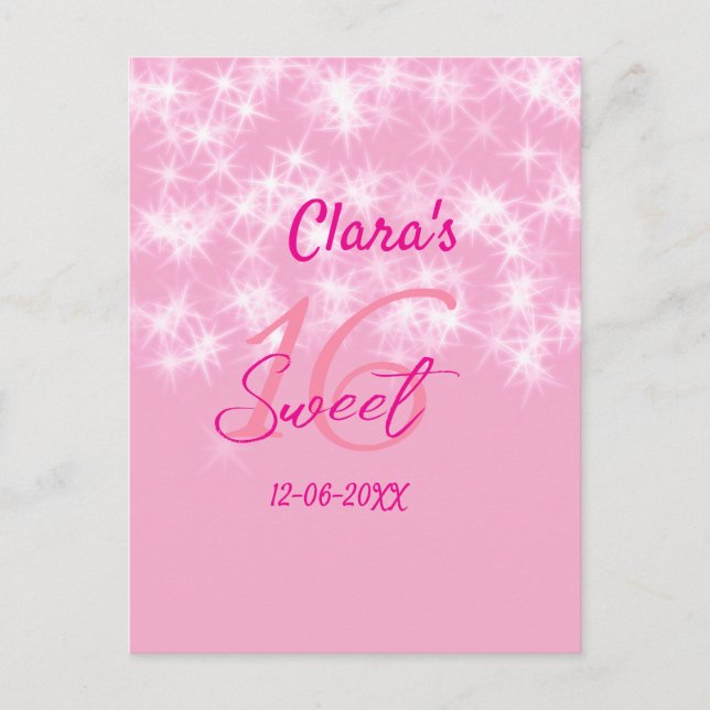 Cartão Postal Bebê pastel rosa doce 16 anos adicionar nome (Frente)