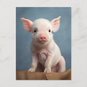Cartão Postal Bebê Porquinho Porco Fofo - Animais de Fazenda Eng