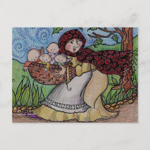 Cartão Postal Bebê Roubando Arte Folclórica Ucraniana