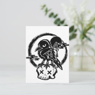 Cartão Postal Bebê Yatagarasu (Corvo de três pernas) No Crânio