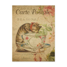 Bebendo de Gato Francês Vintage da Taça Tea