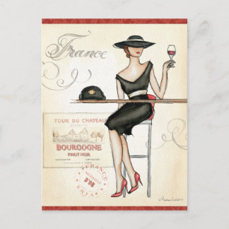 Cartão Postal Bebendo de vinho tinto francês
