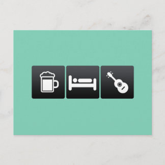 Cartão Postal Beber, dormir e Ukuleles