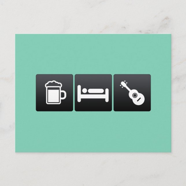 Cartão Postal Beber, dormir e Ukuleles (Frente)