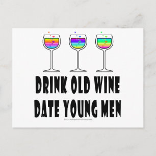 CARTÃO POSTAL BEBER VINHO ANTIGO - HOMENS JOVENS EM DATA