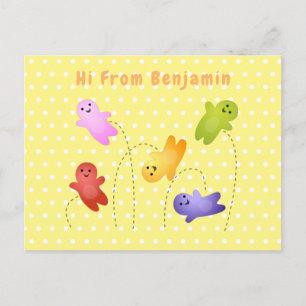 Cartão Postal Bebês bonitos de geleia doce desenho animado