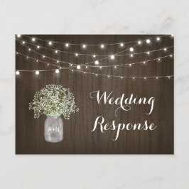 Cartão Postal Bebês Breath Mason Jar Rustic Luzes Casamento RSVP