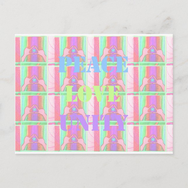 Cartão Postal Bebês Crianças Paz Amor Unidade Hakuna Matata desi (Frente)