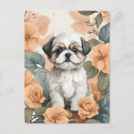 Cartão Postal Bebês Cujos Animais - Shih Tzu Puppy