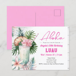 Cartão Postal Bebida Tropical Aloha Luau Aniversário Adulto
