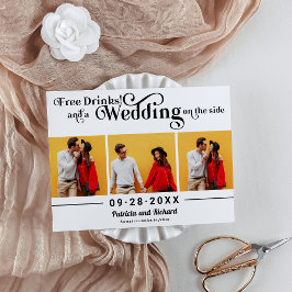Cartão Postal Bebidas Grátis Casamento Informal Salve A Data 3 F