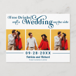 Cartão Postal Bebidas Grátis Casamento Informal Salve A Data 3 F