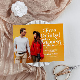 Cartão Postal Bebidas Grátis Divertido Casamento Casual Salvar A