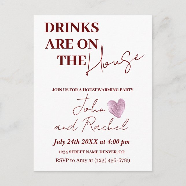 Cartão Postal Bebidas na casa, festa de limpeza (Frente)