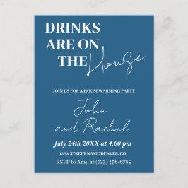 Cartão Postal Bebidas na festa de casa, azuis