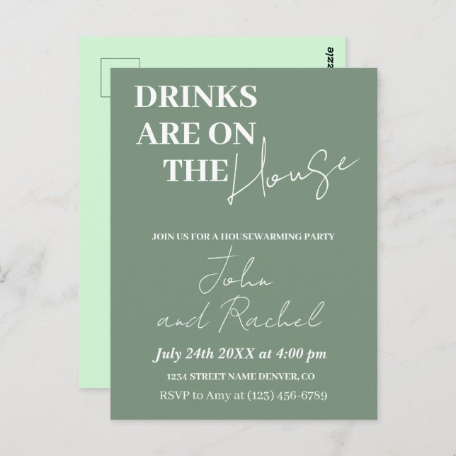 Cartão Postal Bebidas por conta da casa festa de inauguração ver (Frente/Verso)